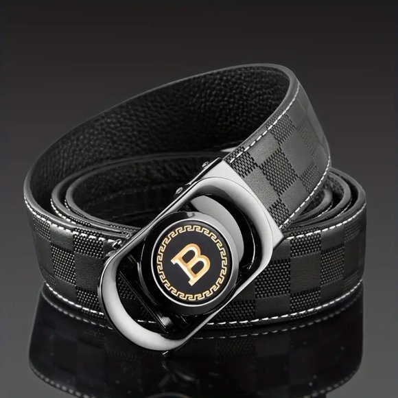 The Checkerboard Leather Belt: A Stylish and Practical Accessory for Men - Picture 3 of 7
